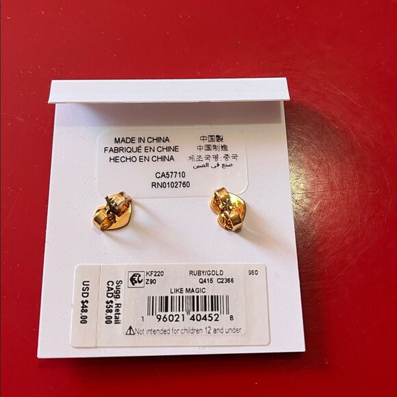 Kate Spade Gold and Red Heart Studs - Picture 2 of 2
